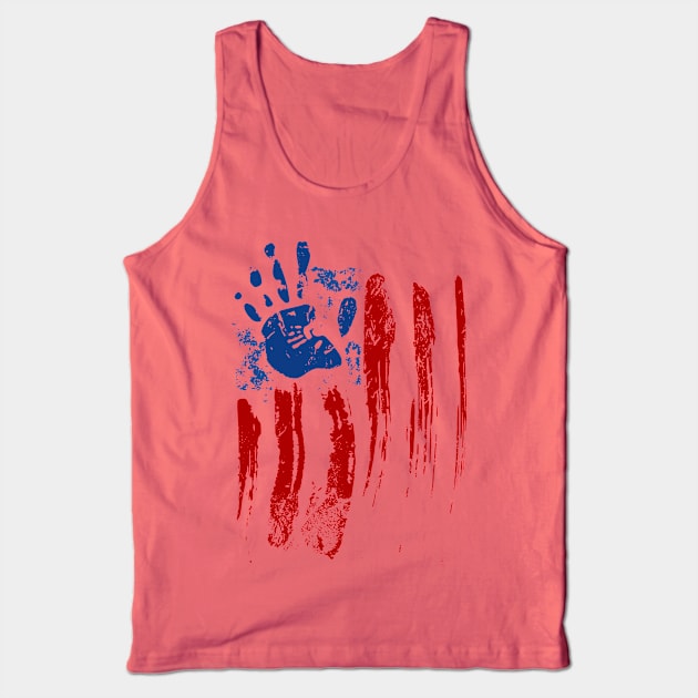 American Flag Hand Print Tank Top by Xeire